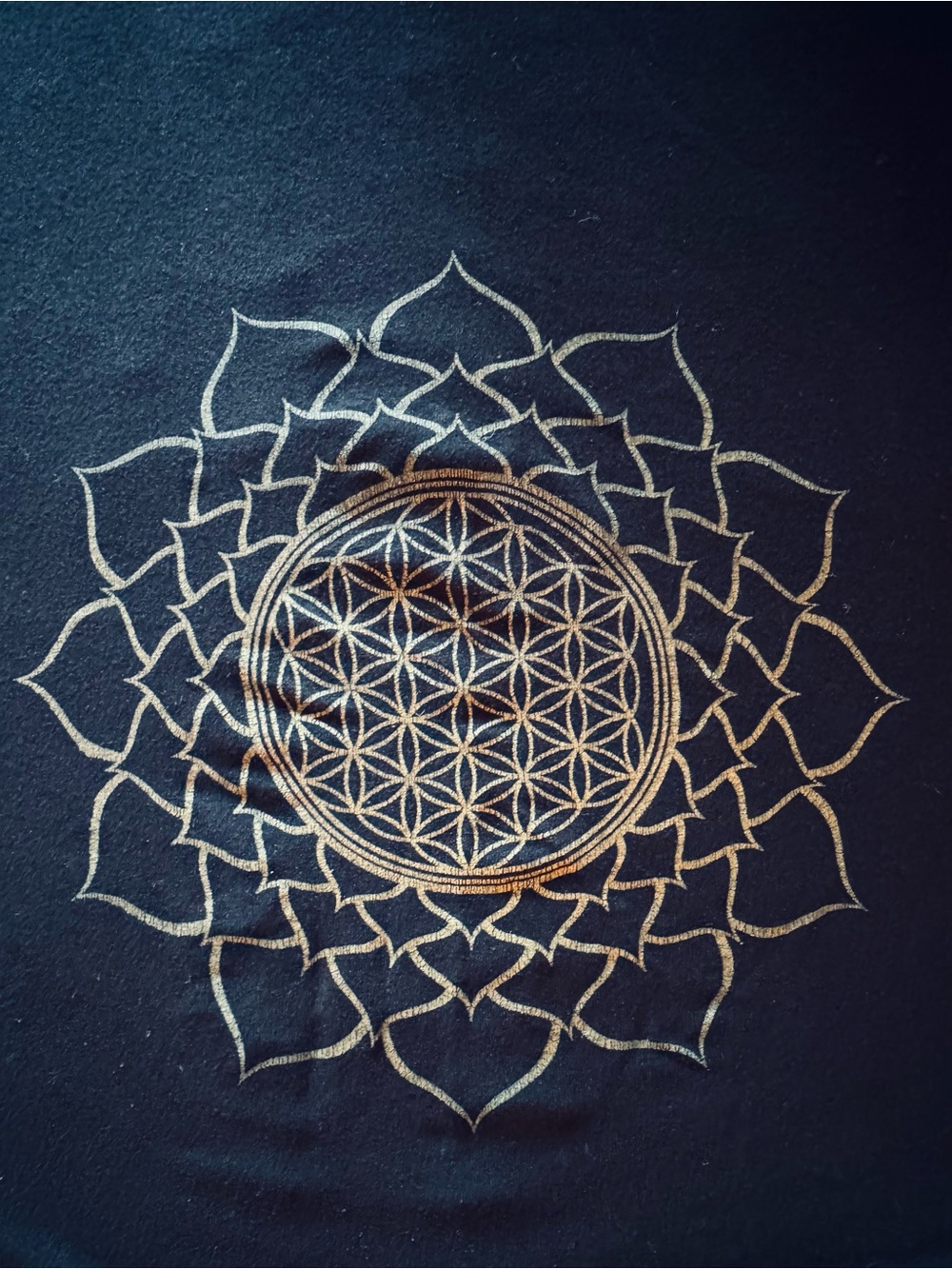 Black Racerback Tank Top with Geometric Gold Mandala - Picture 3 of 3